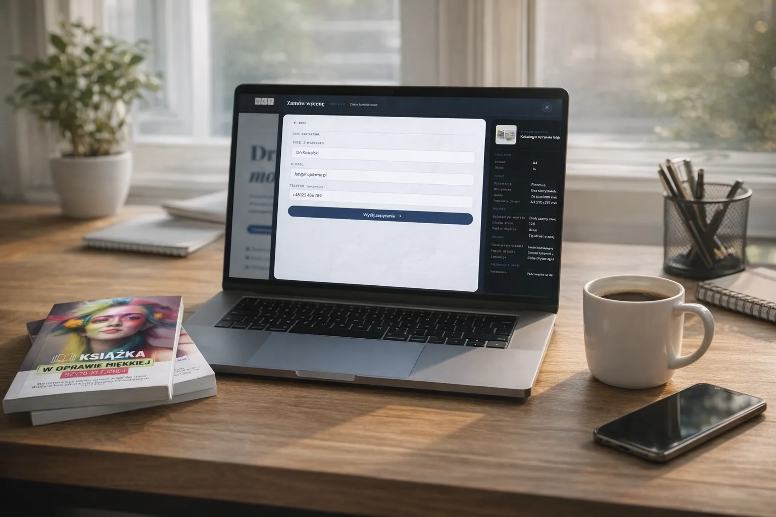 Zamówienie produktu poligraficznego, konfiguracja i wycena online